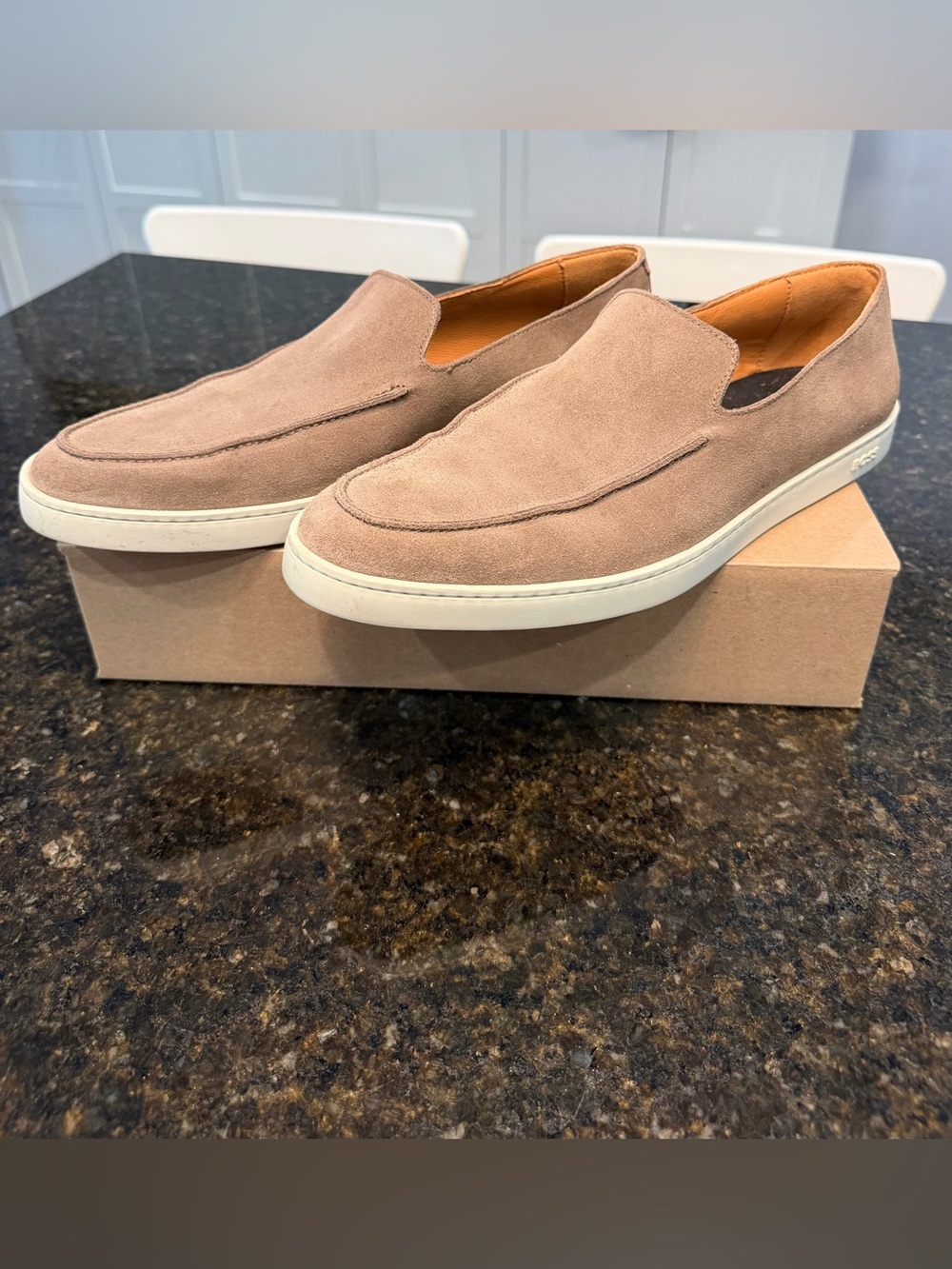 Boss Devin Men's Suede Slip-On Sneakers in Taupe